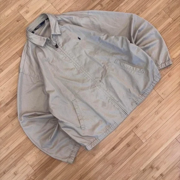 Polo Ralph Lauren Harrington Vintage 90s Beige Zip Up Jacket XL Casual Coat - Picture 2 of 7